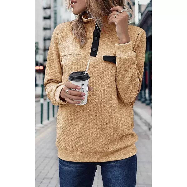 imageBTFBM Women Fashion Quilted Pattern Lightweight Zipper Long Sleeve Plain Casual Ladies Sweatshirts Pullovers Shirts TopsPure Apricot