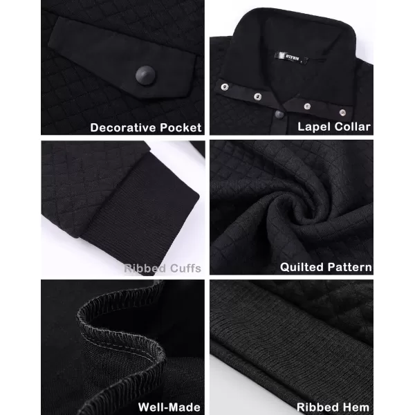 imageBTFBM Women Fashion Quilted Pattern Lightweight Zipper Long Sleeve Plain Casual Ladies Sweatshirts Pullovers Shirts TopsPure Black