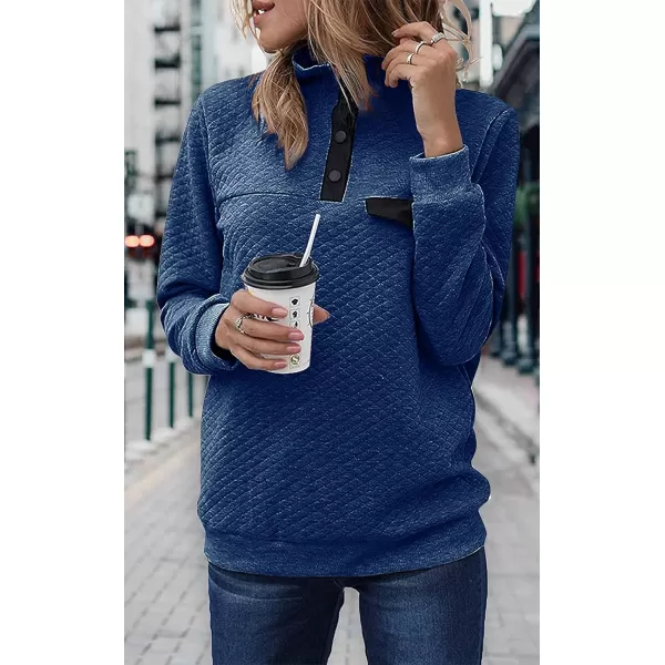 imageBTFBM Women Fashion Quilted Pattern Lightweight Zipper Long Sleeve Plain Casual Ladies Sweatshirts Pullovers Shirts TopsPure Bright Blue