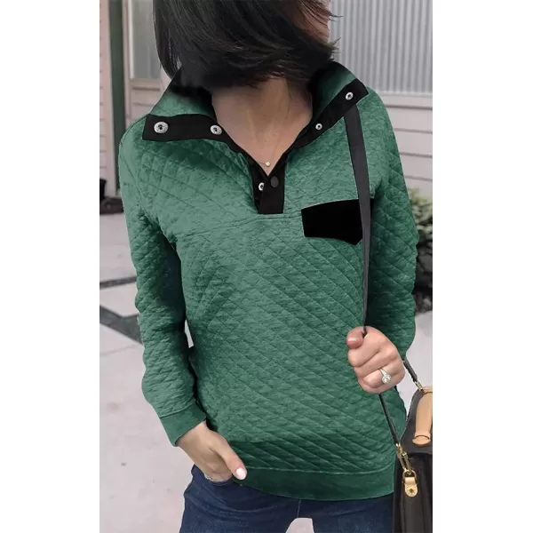 imageBTFBM Women Fashion Quilted Pattern Lightweight Zipper Long Sleeve Plain Casual Ladies Sweatshirts Pullovers Shirts TopsPure Green