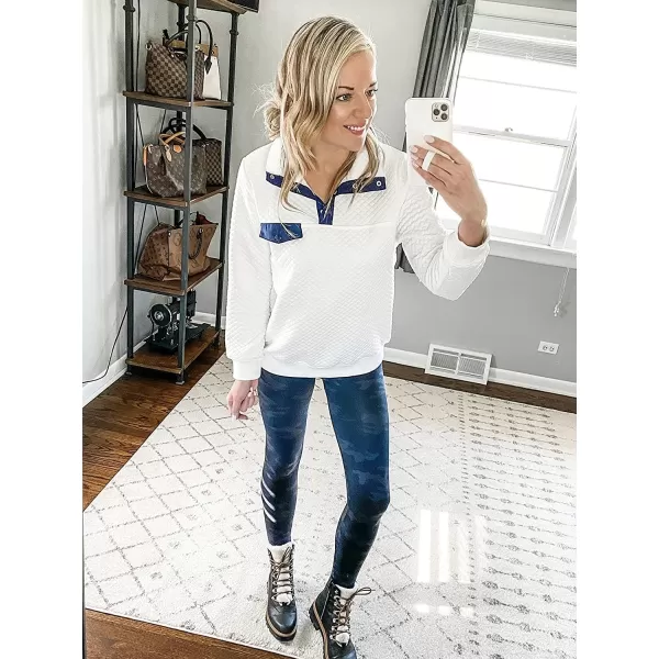 imageBTFBM Women Fashion Quilted Pattern Lightweight Zipper Long Sleeve Plain Casual Ladies Sweatshirts Pullovers Shirts TopsPure White