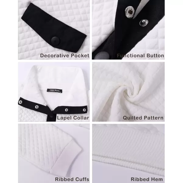imageBTFBM Women Fashion Quilted Pattern Lightweight Zipper Long Sleeve Plain Casual Ladies Sweatshirts Pullovers Shirts TopsPure White
