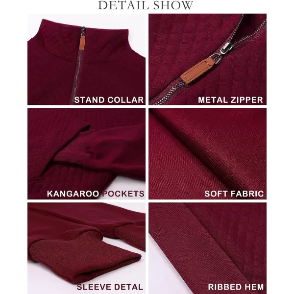 imageBTFBM Women Fashion Quilted Pattern Lightweight Zipper Long Sleeve Plain Casual Ladies Sweatshirts Pullovers Shirts TopsPurple Red