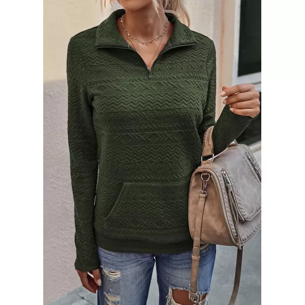 imageBTFBM Women Fashion Quilted Pattern Lightweight Zipper Long Sleeve Plain Casual Ladies Sweatshirts Pullovers Shirts TopsWhite and Army Green