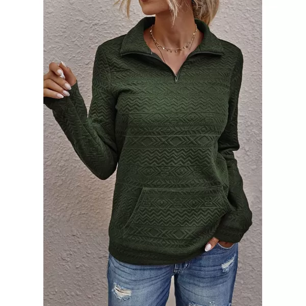 imageBTFBM Women Fashion Quilted Pattern Lightweight Zipper Long Sleeve Plain Casual Ladies Sweatshirts Pullovers Shirts TopsWhite and Army Green