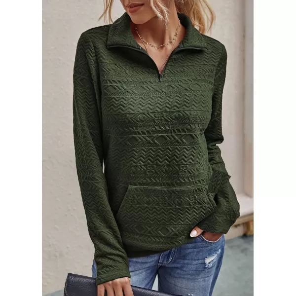 imageBTFBM Women Fashion Quilted Pattern Lightweight Zipper Long Sleeve Plain Casual Ladies Sweatshirts Pullovers Shirts TopsWhite and Army Green