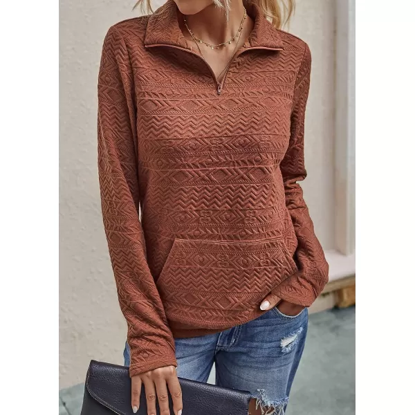 imageBTFBM Women Fashion Quilted Pattern Lightweight Zipper Long Sleeve Plain Casual Ladies Sweatshirts Pullovers Shirts TopsWhite and Brick Red