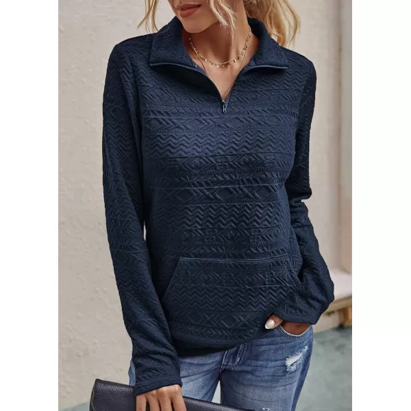 imageBTFBM Women Fashion Quilted Pattern Lightweight Zipper Long Sleeve Plain Casual Ladies Sweatshirts Pullovers Shirts TopsWhite and Navy