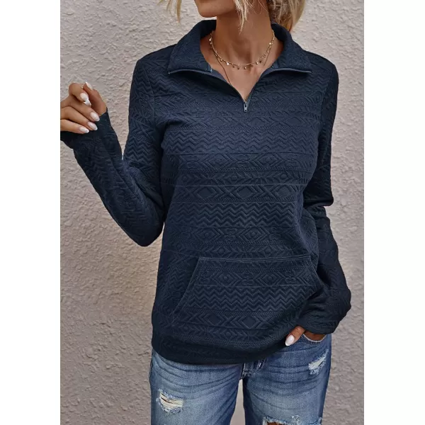 imageBTFBM Women Fashion Quilted Pattern Lightweight Zipper Long Sleeve Plain Casual Ladies Sweatshirts Pullovers Shirts TopsWhite and Navy