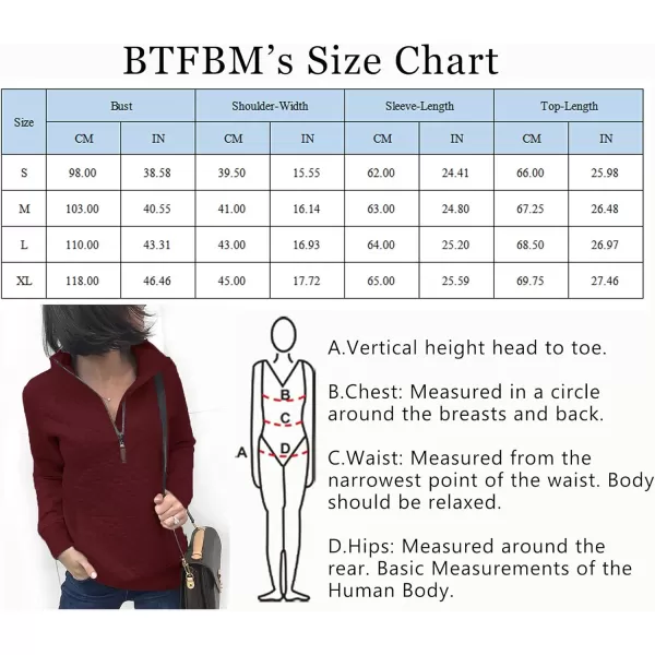 imageBTFBM Women Fashion Quilted Pattern Lightweight Zipper Long Sleeve Plain Casual Ladies Sweatshirts Pullovers Shirts TopsWine Red