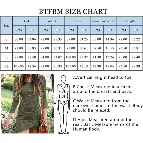 imageBTFBM Women Fashion Ruched Elegant Bodycon Long Sleeve Wrap Front Solid Color Casual Basic Fitted Short DressesArmy Green