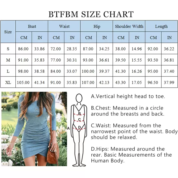 imageBTFBM Women Fashion Ruched Elegant Bodycon Long Sleeve Wrap Front Solid Color Casual Basic Fitted Short DressesBlue