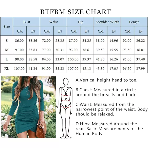 imageBTFBM Women Fashion Ruched Elegant Bodycon Long Sleeve Wrap Front Solid Color Casual Basic Fitted Short DressesBlue Green