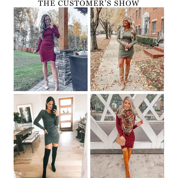 imageBTFBM Women Fashion Ruched Elegant Bodycon Long Sleeve Wrap Front Solid Color Casual Basic Fitted Short DressesDeep Green