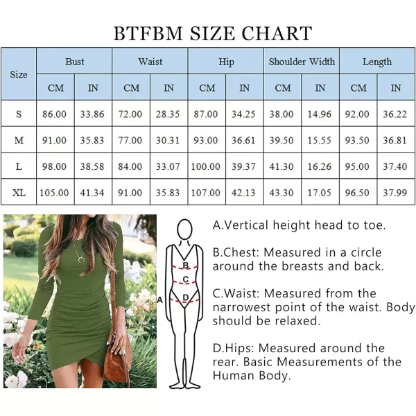 imageBTFBM Women Fashion Ruched Elegant Bodycon Long Sleeve Wrap Front Solid Color Casual Basic Fitted Short DressesDeep Green