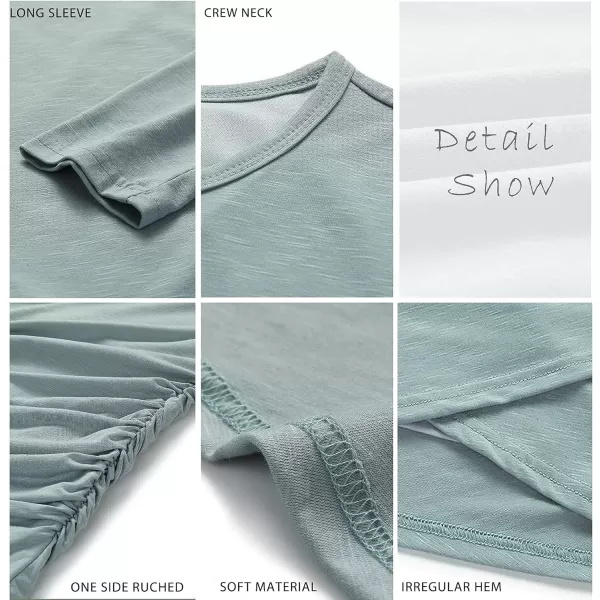 imageBTFBM Women Fashion Ruched Elegant Bodycon Long Sleeve Wrap Front Solid Color Casual Basic Fitted Short DressesGrey Green