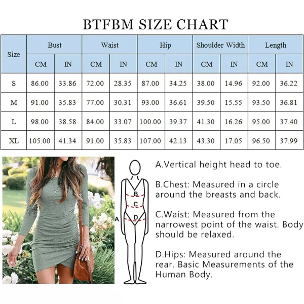 imageBTFBM Women Fashion Ruched Elegant Bodycon Long Sleeve Wrap Front Solid Color Casual Basic Fitted Short DressesGrey Green
