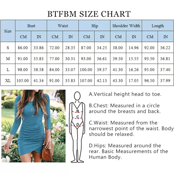 imageBTFBM Women Fashion Ruched Elegant Bodycon Long Sleeve Wrap Front Solid Color Casual Basic Fitted Short DressesLake Blue