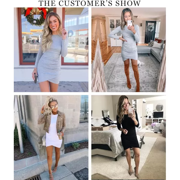 imageBTFBM Women Fashion Ruched Elegant Bodycon Long Sleeve Wrap Front Solid Color Casual Basic Fitted Short DressesLight Green