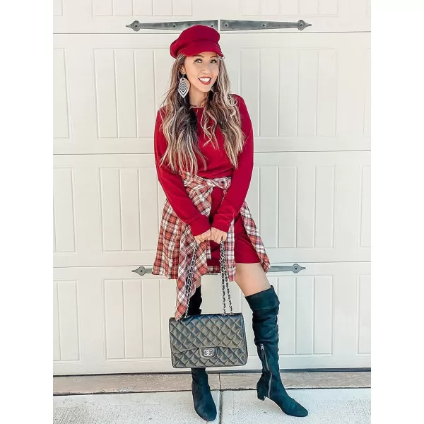 imageBTFBM Women Fashion Ruched Elegant Bodycon Long Sleeve Wrap Front Solid Color Casual Basic Fitted Short DressesRed