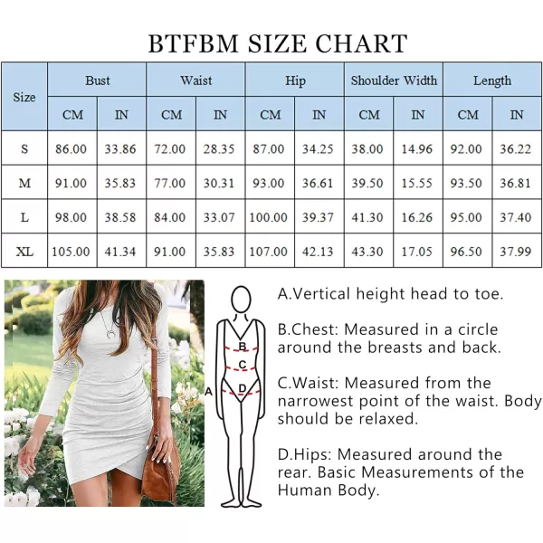 imageBTFBM Women Fashion Ruched Elegant Bodycon Long Sleeve Wrap Front Solid Color Casual Basic Fitted Short DressesWhite