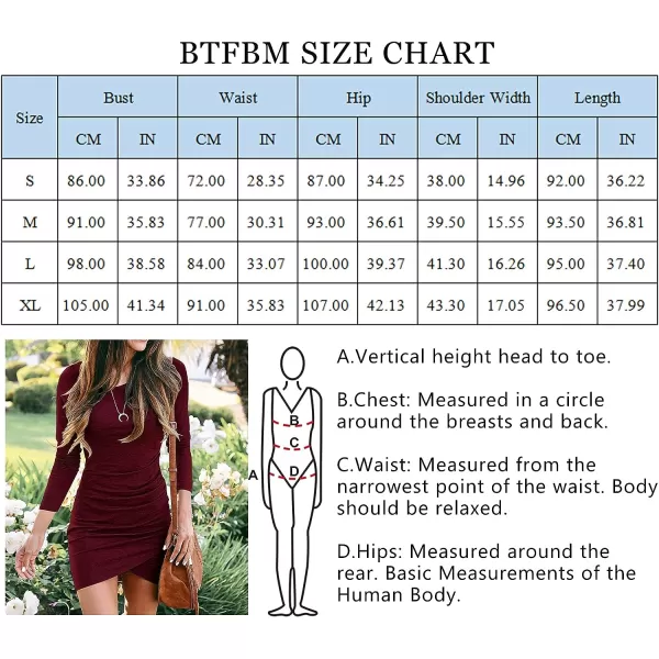 imageBTFBM Women Fashion Ruched Elegant Bodycon Long Sleeve Wrap Front Solid Color Casual Basic Fitted Short DressesWine Red