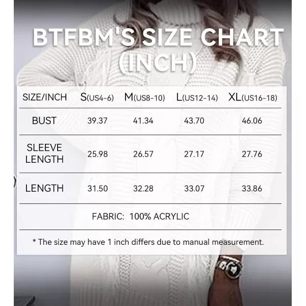 imageBTFBM Women Fashion Sweater Short Dress Long Sleeve Turtleneck Oversized Fall Winter Soft Chunky Knit Pullover SweatersTassel Beige White