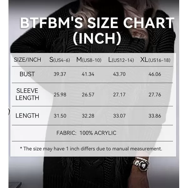 imageBTFBM Women Fashion Sweater Short Dress Long Sleeve Turtleneck Oversized Fall Winter Soft Chunky Knit Pullover SweatersTassel Black