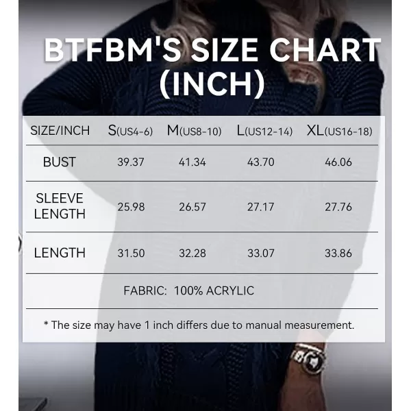 imageBTFBM Women Fashion Sweater Short Dress Long Sleeve Turtleneck Oversized Fall Winter Soft Chunky Knit Pullover SweatersTassel Navy