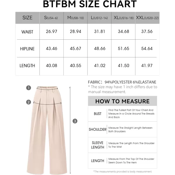 imageBTFBM Women High Waist Casual Wide Leg Long Palazzo Pants Button Down Loose Business Work Office Trousers with PocketsSolid Beige