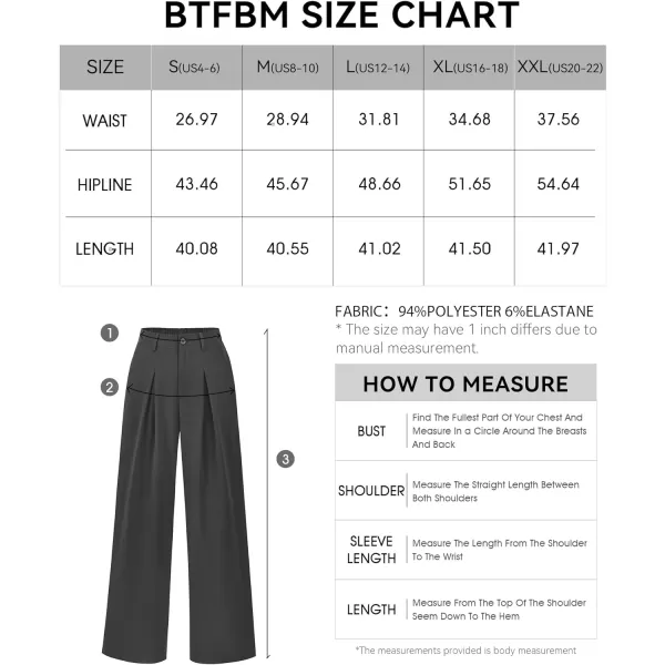 imageBTFBM Women High Waist Casual Wide Leg Long Palazzo Pants Button Down Loose Business Work Office Trousers with PocketsSolid Dark Grey