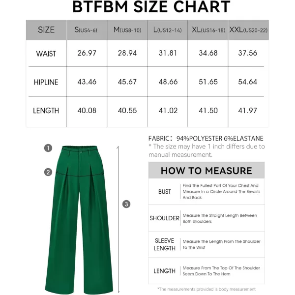 imageBTFBM Women High Waist Casual Wide Leg Long Palazzo Pants Button Down Loose Business Work Office Trousers with PocketsSolid Green
