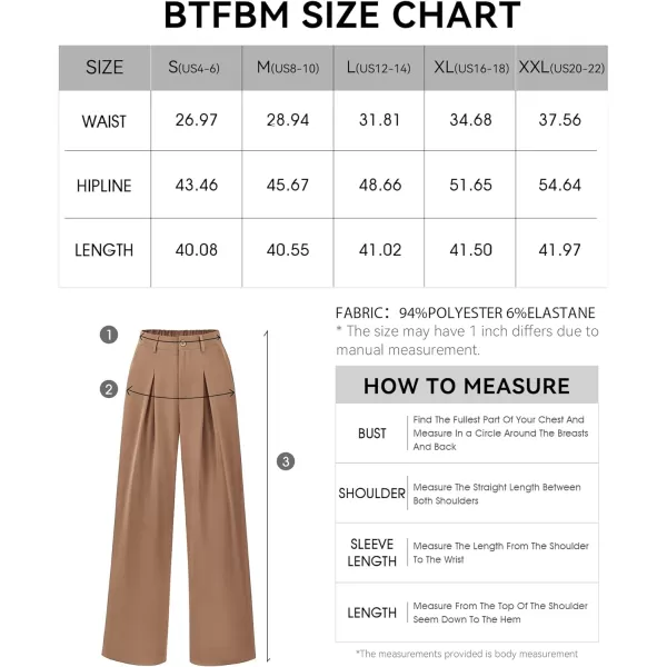 imageBTFBM Women High Waist Casual Wide Leg Long Palazzo Pants Button Down Loose Business Work Office Trousers with PocketsSolid Khaki