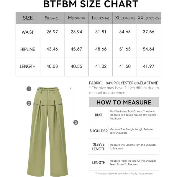 imageBTFBM Women High Waist Casual Wide Leg Long Palazzo Pants Button Down Loose Business Work Office Trousers with PocketsSolid Light Green
