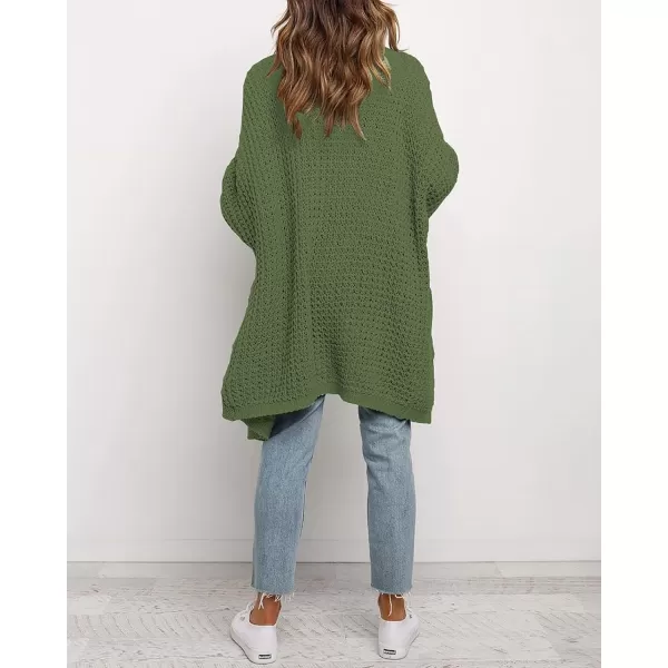 imageBTFBM Women Long Sleeve Open Front Plain Knit Cardigan Fashion Color Block Striped Slouchy Loose Pockets Sweater OutwearArmy Green