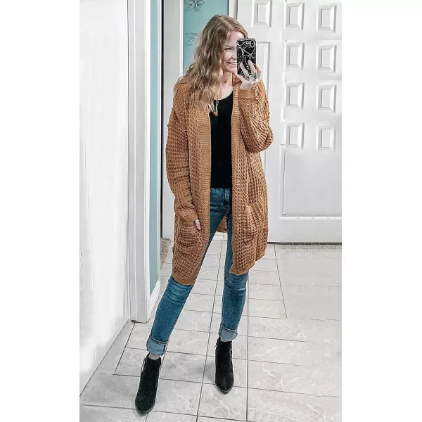 imageBTFBM Women Long Sleeve Open Front Plain Knit Cardigan Fashion Color Block Striped Slouchy Loose Pockets Sweater OutwearKhaki