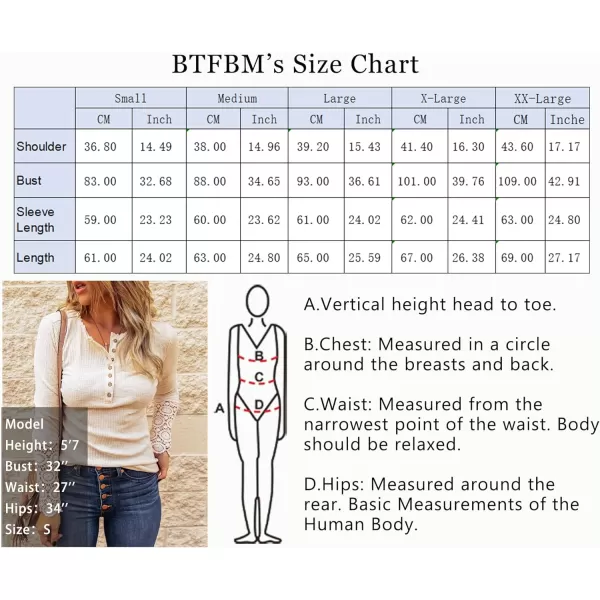 imageBTFBM Women Long Sleeve V Neck Button Up Solid Tops Blouses Trendy Slim Fit Lace Sleeves Ribbed Knit Casual Shirts TunicLace Beige