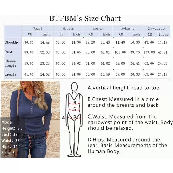 imageBTFBM Women Long Sleeve V Neck Button Up Solid Tops Blouses Trendy Slim Fit Lace Sleeves Ribbed Knit Casual Shirts TunicLace Navy