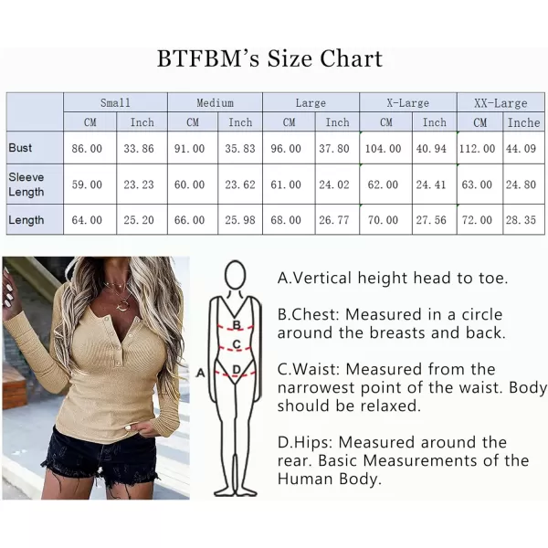 imageBTFBM Women Long Sleeve V Neck Button Up Solid Tops Blouses Trendy Slim Fit Lace Sleeves Ribbed Knit Casual Shirts TunicSolid Apricot