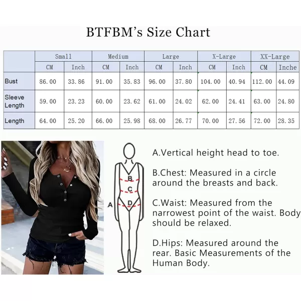 imageBTFBM Women Long Sleeve V Neck Button Up Solid Tops Blouses Trendy Slim Fit Lace Sleeves Ribbed Knit Casual Shirts TunicSolid Black