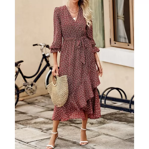 imageBTFBM Women Long Sleeve Wrap Maxi Dress V Neck Boho Floral High Waist Flowy Ruffle 2023 Summer Fall Dresses with BeltBTFBM Women Long Sleeve Wrap Maxi Dress V Neck Boho Floral High Waist Flowy Ruffle 2023 Summer Fall Dresses with Belt