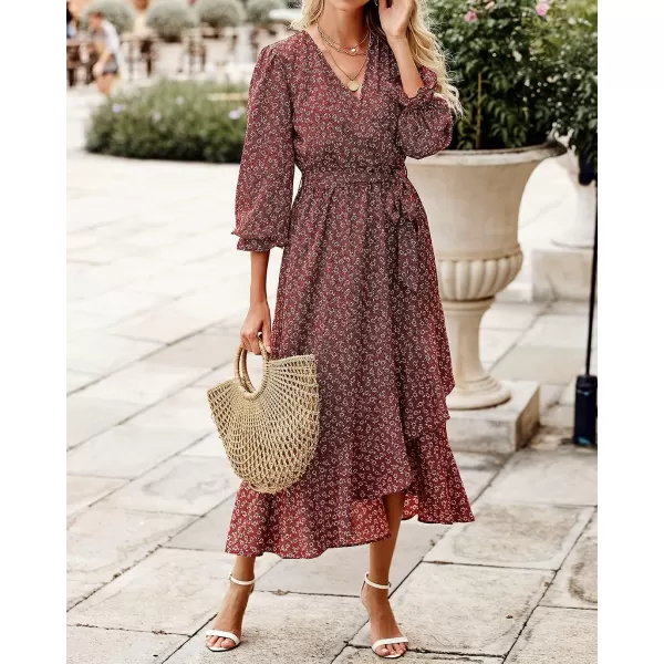 imageBTFBM Women Long Sleeve Wrap Maxi Dress V Neck Boho Floral High Waist Flowy Ruffle 2023 Summer Fall Dresses with BeltBTFBM Women Long Sleeve Wrap Maxi Dress V Neck Boho Floral High Waist Flowy Ruffle 2023 Summer Fall Dresses with Belt