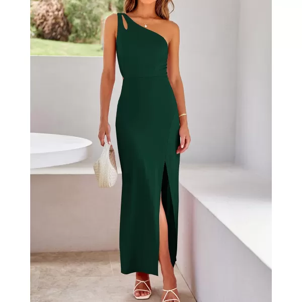 imageBTFBM Women One Shoulder Formal Dresses Cutout Sleeveless Side Split Backless Bodycon Party Cocktail Evening Maxi DressSolid Cyan