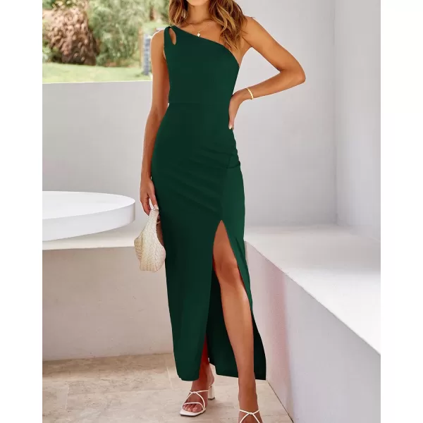 imageBTFBM Women One Shoulder Formal Dresses Cutout Sleeveless Side Split Backless Bodycon Party Cocktail Evening Maxi DressSolid Cyan
