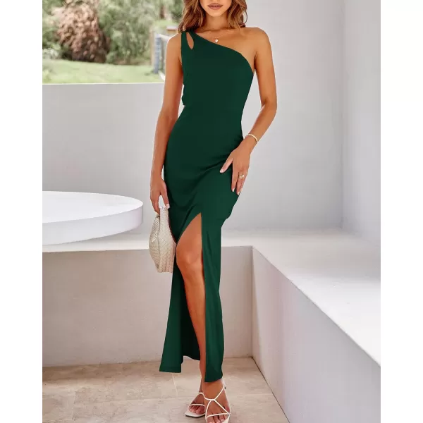 imageBTFBM Women One Shoulder Formal Dresses Cutout Sleeveless Side Split Backless Bodycon Party Cocktail Evening Maxi DressSolid Cyan