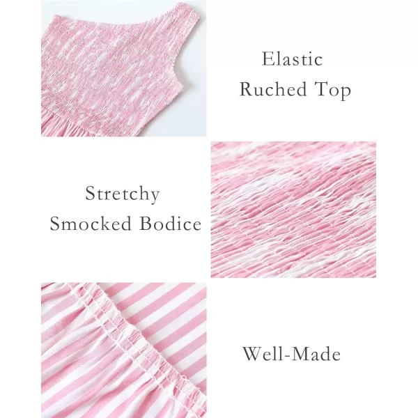imageBTFBM Women One Shoulder Sleeveless Casual Summer Dresses 2023 Smocked High Waist Floral Flowy Beach Boho Maxi DressStriped Pink