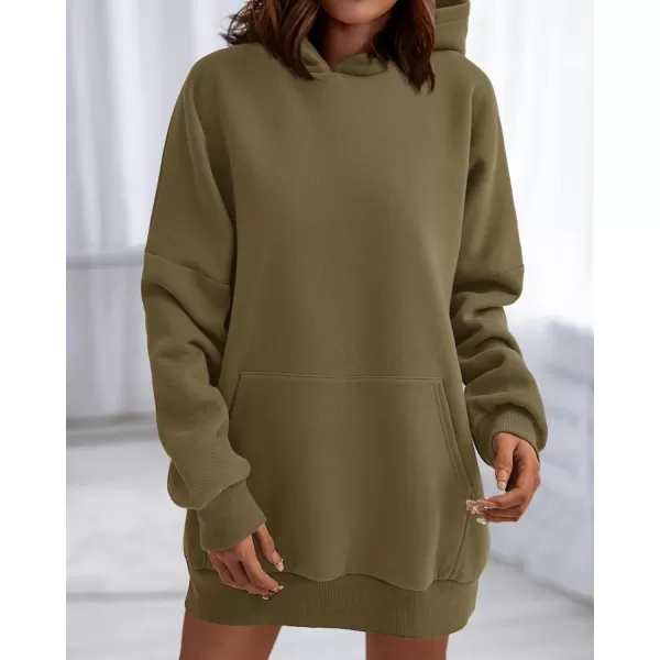 imageBTFBM Women Oversized Hoodies Pullover Fleece Hooded Sweatshirt Casual Long Sleeve Tops Sweater Fall Winter Fashion 2023Solid Army Green