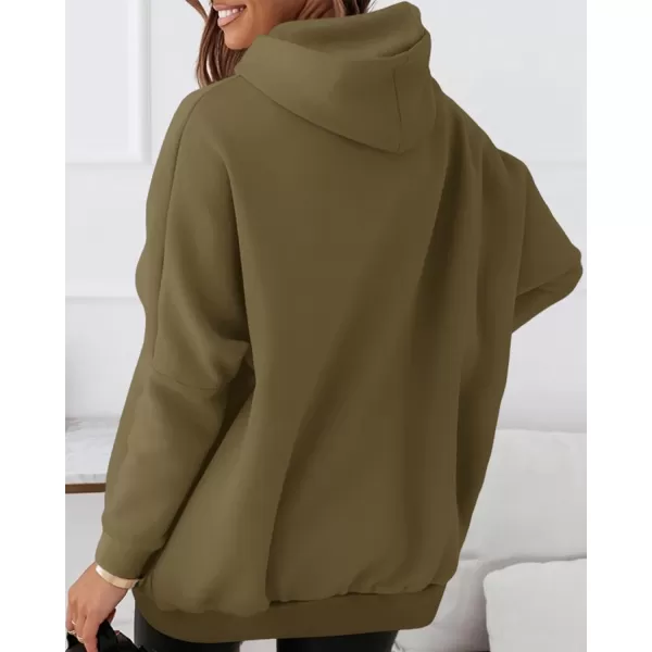 imageBTFBM Women Oversized Hoodies Pullover Fleece Hooded Sweatshirt Casual Long Sleeve Tops Sweater Fall Winter Fashion 2023Solid Army Green