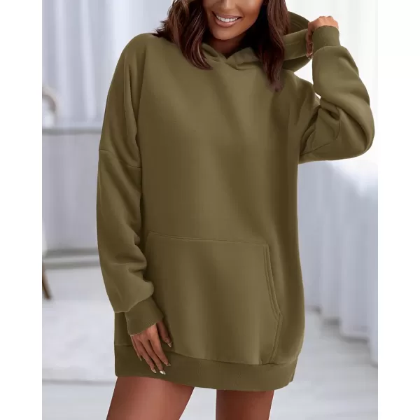 imageBTFBM Women Oversized Hoodies Pullover Fleece Hooded Sweatshirt Casual Long Sleeve Tops Sweater Fall Winter Fashion 2023Solid Army Green