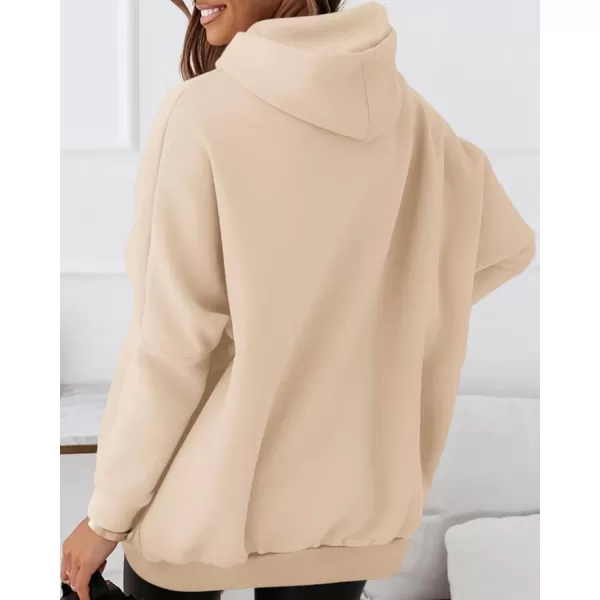 imageBTFBM Women Oversized Hoodies Pullover Fleece Hooded Sweatshirt Casual Long Sleeve Tops Sweater Fall Winter Fashion 2023Solid Beige
